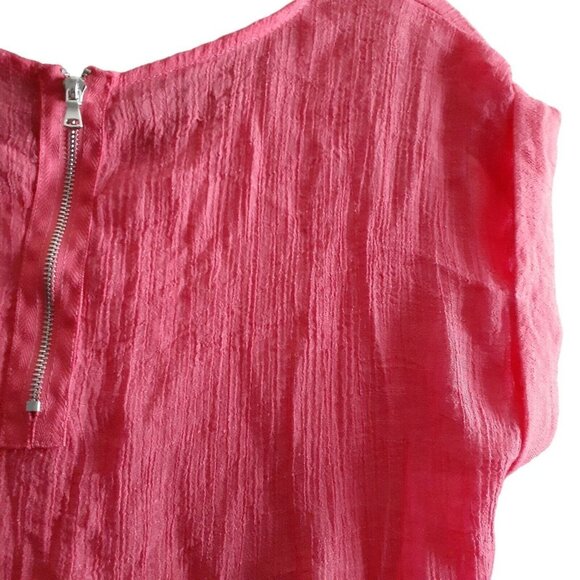 Maria Gabrielle Pink Salmon Cool Gauze Blouse Back Metal Reverse Sewn Zipper L - Picture 3 of 11